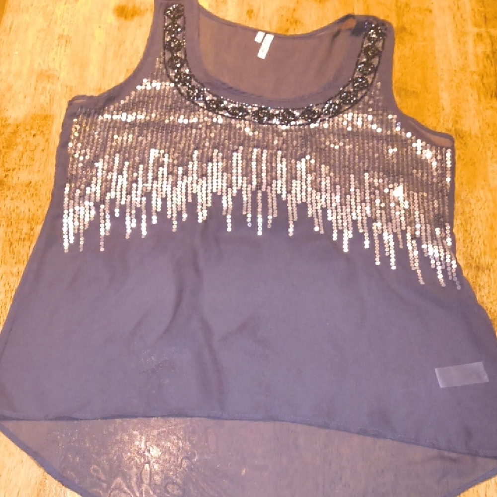 Embellished Grey Sleeveless Top